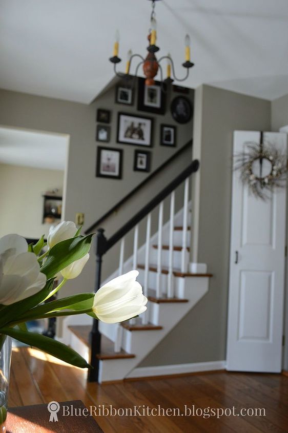 50 shades of gray paint updating an entry with a fresh coat of paint, foyer, paint colors, painting, stairs
