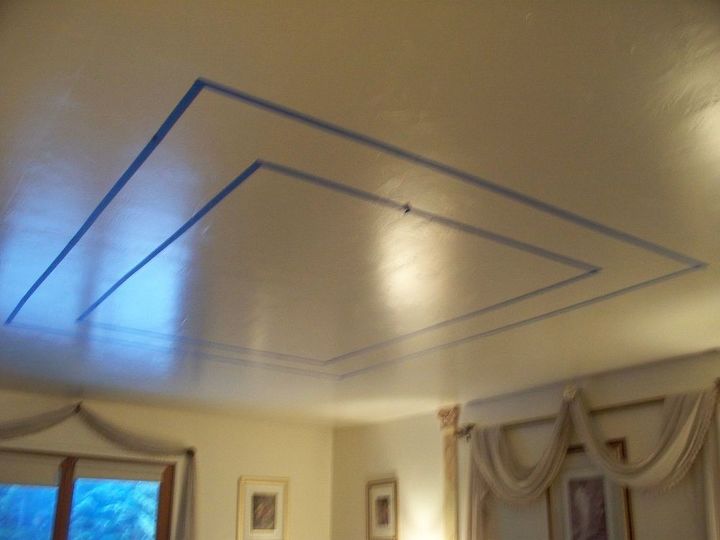 creative a massively beautiful ceiling with paint and stencils, living room ideas, painting, wall decor