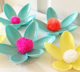 spring flowers made using plastic spoons, crafts, how to, repurposing upcycling