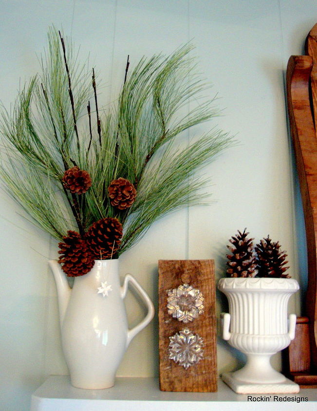 winter mantle, fireplaces mantels, repurposing upcycling