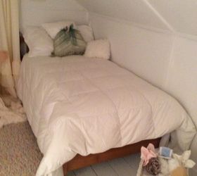 q one dead spot in attic filled with a pram but not what i want, bedroom ideas, shabby chic, Twin bed