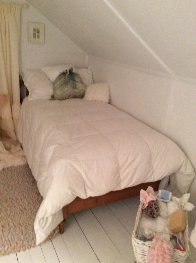 q one dead spot in attic filled with a pram but not what i want, bedroom ideas, shabby chic, Twin bed