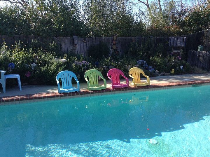 pool chairs, outdoor furniture, outdoor living, painted furniture, repurposing upcycling