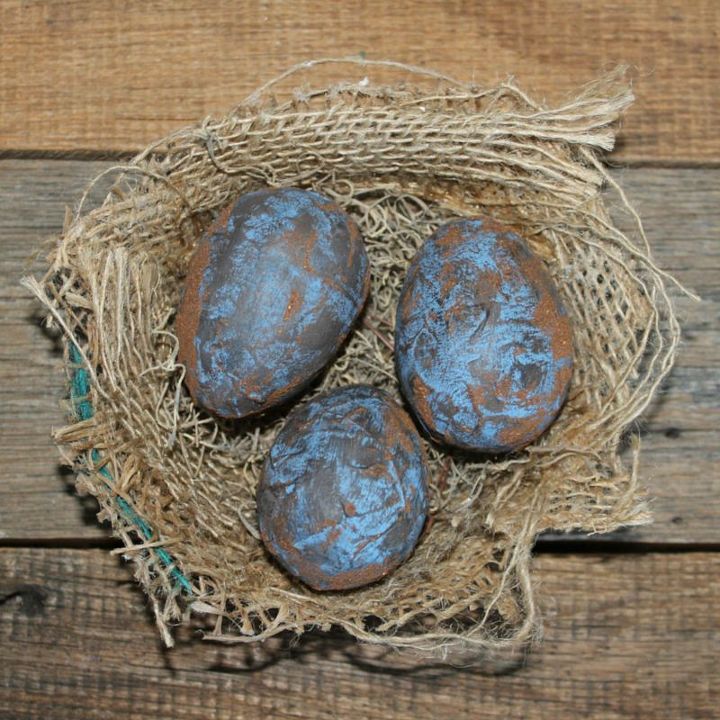 diy burlap nests and primitive eggs, crafts, easter decorations, how to, seasonal holiday decor