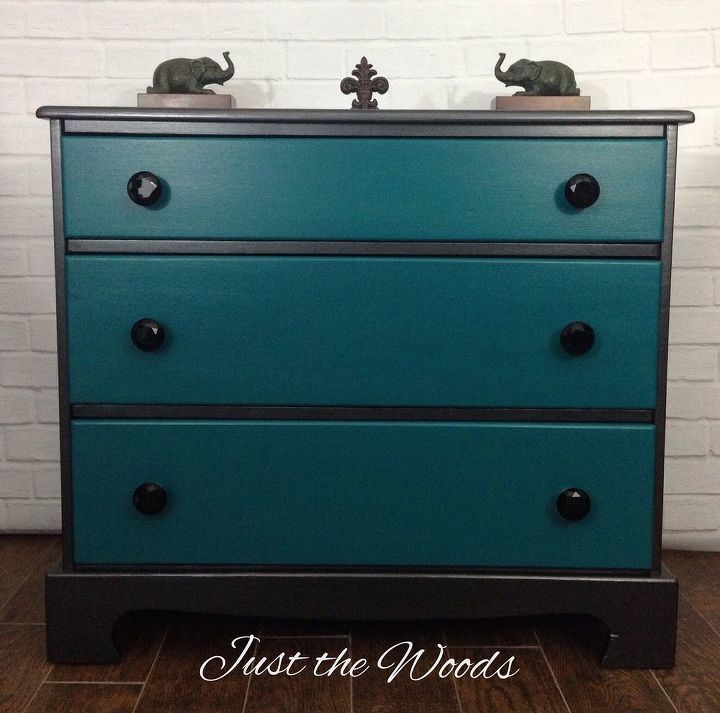 Black Teal Painted And Stenciled Dresser Hometalk