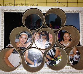 new idea for homemade photo frames made out of paper towel tubes