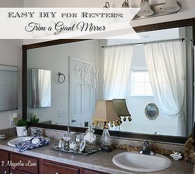 diy tutorial add trim around a giant mirror great idea for renters, bathroom ideas, how to, painted furniture, wall decor, woodworking projects