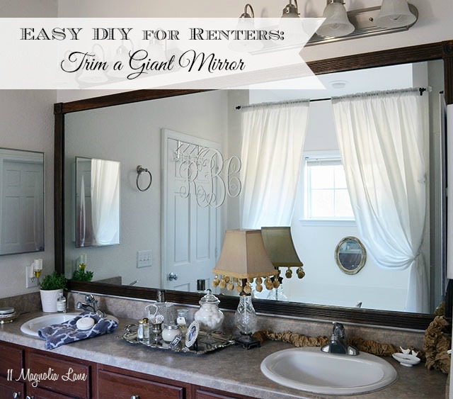diy tutorial add trim around a giant mirror great idea for renters, bathroom ideas, how to, painted furniture, wall decor, woodworking projects
