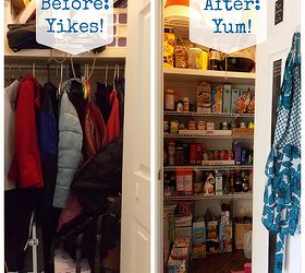 create an organized pantry out of a coat closet, closet, kitchen design, organizing, repurposing upcycling, shelving ideas, storage ideas