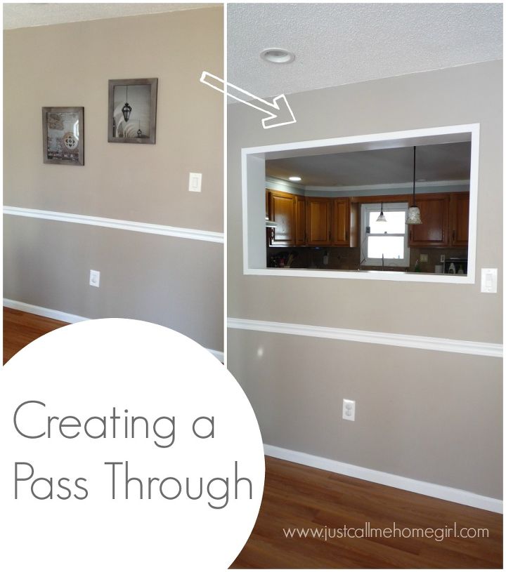 creating a pass through in our wall, kitchen design, living room ideas, painting, wall decor
