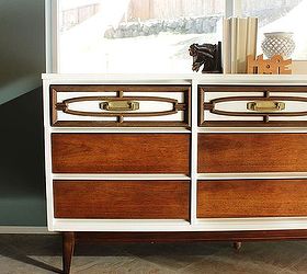 gorgeous 2 tone mid century modern dresser, painted furniture, repurposing upcycling