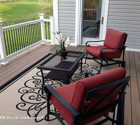 low maintenance decks, decks, outdoor furniture, outdoor living, Vinyl deck using Wolf amberwood decking and white railing