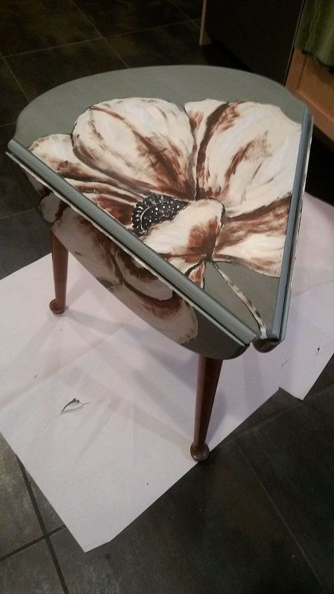 small drop leaf table homemade chalk paint with art added, chalk paint, painted furniture