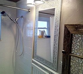 56 year old grandma says bye bye to her 1957 pink bathroom, New mirror and light fixture