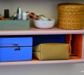 reuse crates drawers, bathroom ideas, chalkboard paint, organizing, painting, repurposing upcycling, storage ideas