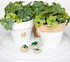 how to gold leaf flower pots for stpatricksday, container gardening, crafts, gardening, how to, seasonal holiday decor