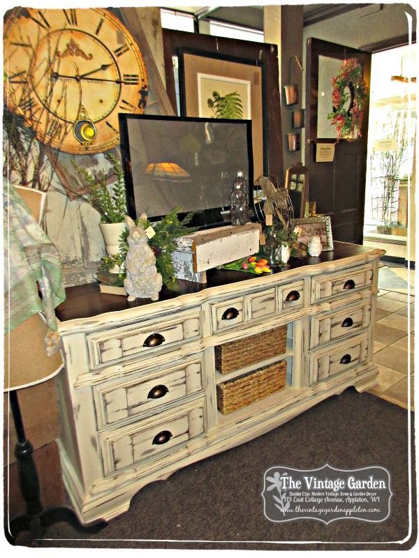 outdated dresser turned chic television console, painted furniture, repurposing upcycling