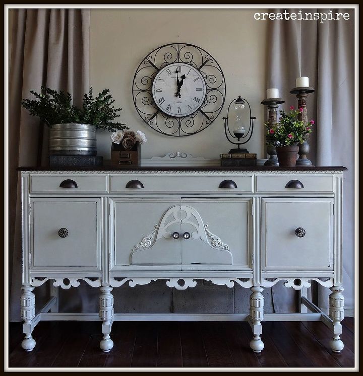 antique buffet in coquille, how to, painted furniture, repurposing upcycling, shabby chic