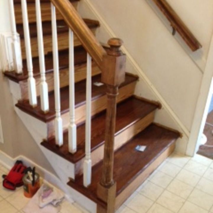 q should i paint or stain the newel post on my steps, painting, stairs