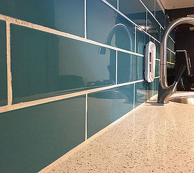 diy turquoise subway tile backsplash, how to, kitchen backsplash, kitchen cabinets, kitchen design