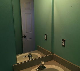 tiling a frameless bathroom mirror, bathroom ideas, painted furniture, tiling