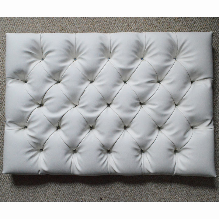the hardest button to button a diy tufted storage ottoman, painted furniture, storage ideas, reupholster, Work out to the edges and secure with staples