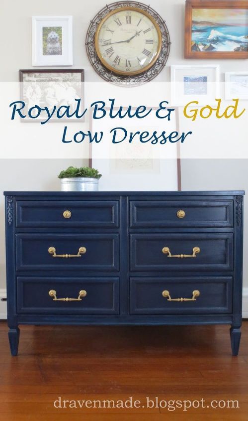 royal blue gold dresser, painted furniture