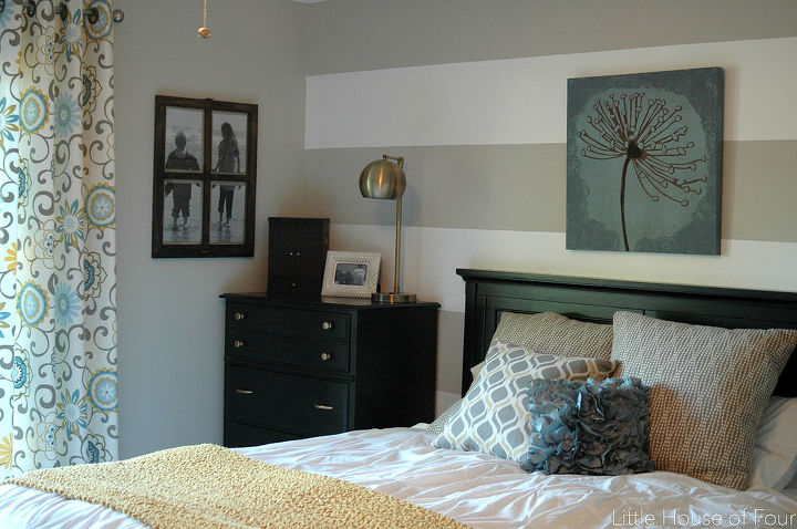 aqua gray and yellow master bedroom makeover, bedroom ideas, paint colors, painting