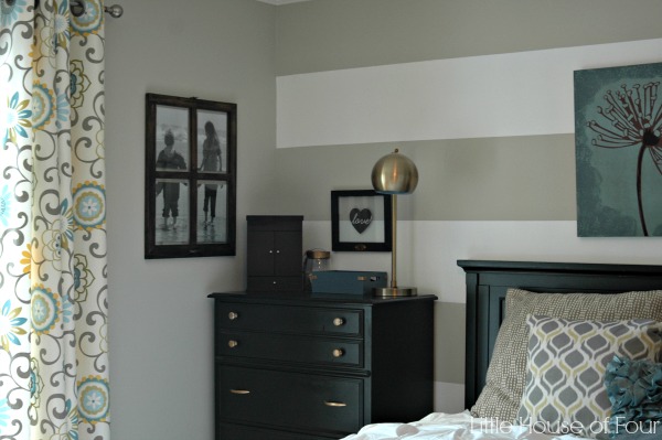 aqua gray and yellow master bedroom makeover