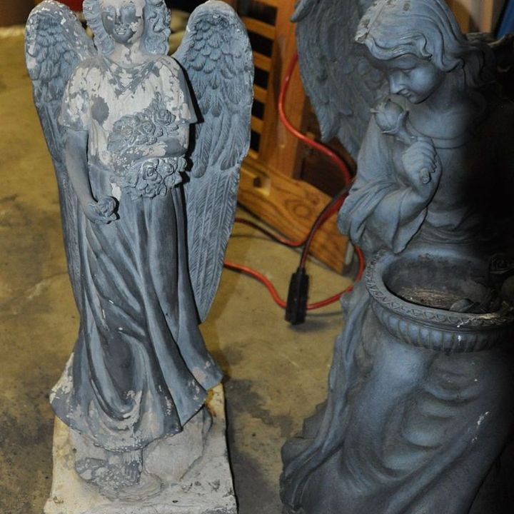how do you locate materials to repaint faded resin blue green statues