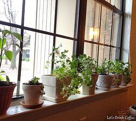 windowsill herb garden, container gardening, gardening, home decor