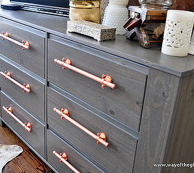 industrial copper drawer pulls, how to, painted furniture, repurposing upcycling