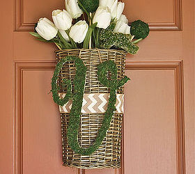 spring decor door basket moss covered initial, crafts, diy, doors, home decor, seasonal holiday decor