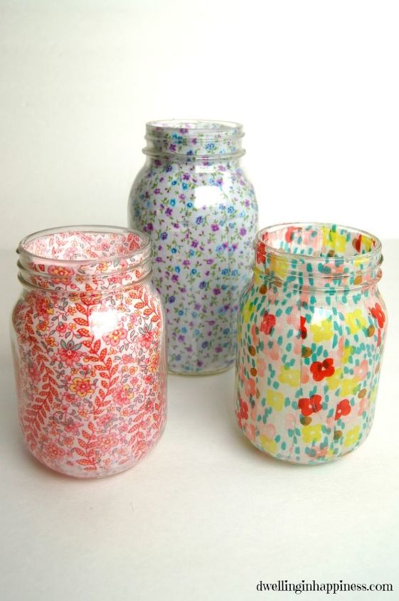 mason jar vases, crafts, decoupage, how to, mason jars, repurposing upcycling