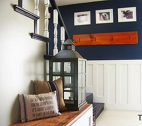 brightening up a dark entry way, foyer, painting, stairs, wall decor