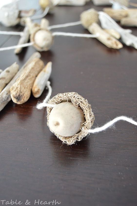 rustic and natural acorn and driftwood garland, crafts, how to, repurposing upcycling