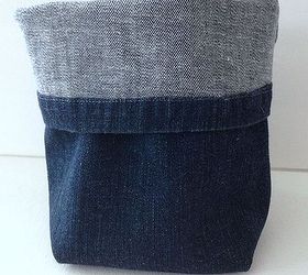 quick easy hand sewn upcycled denim storage basket, crafts, how to, repurposing upcycling, storage ideas