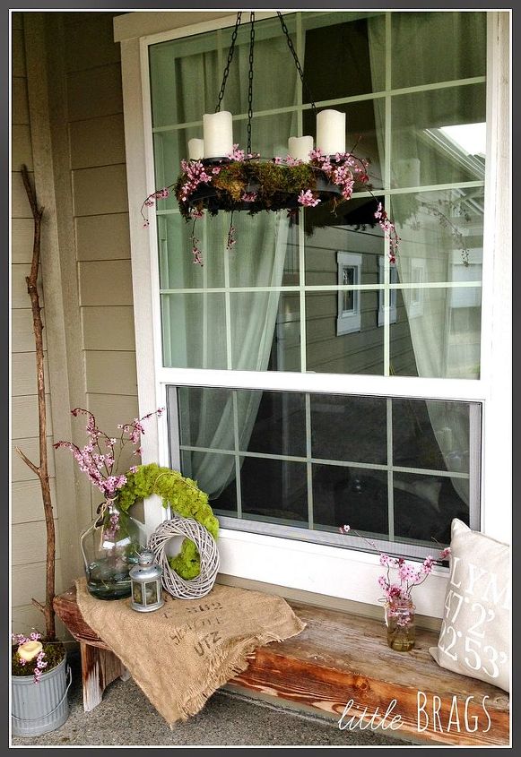 an early spring porch decorated with nature, crafts, outdoor living, porches, seasonal holiday decor, wreaths