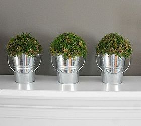 simple diy spring decor, crafts, how to, repurposing upcycling, Moss covered buckets