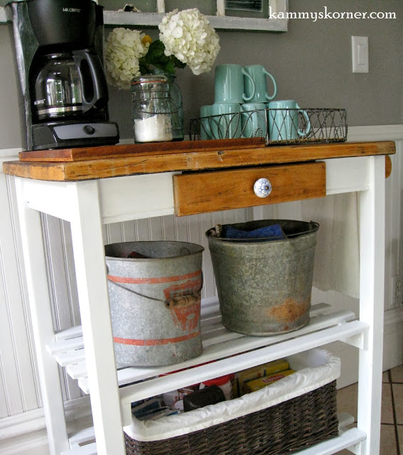 dirty paint shelf to cute coffee cart, kitchen island, painted furniture, repurposing upcycling
