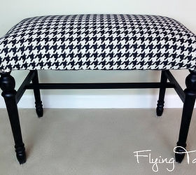 bench makeover using fabric, reupholster
