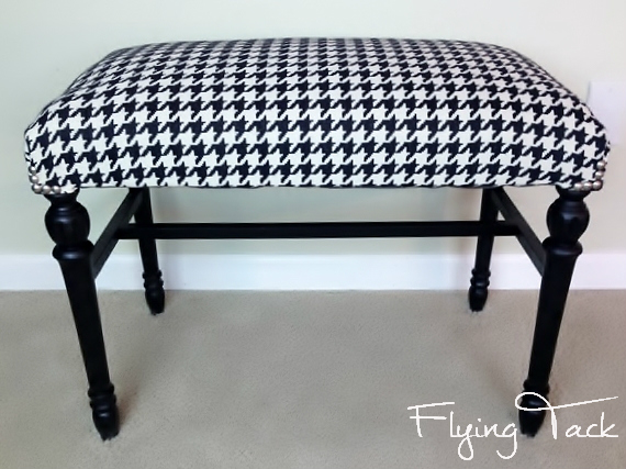 bench makeover using fabric, reupholster