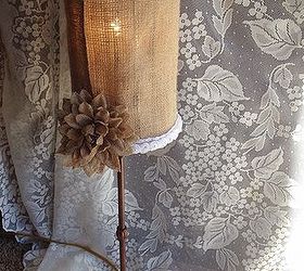 burlap lamp shade makeover, crafts, how to, lighting, repurposing upcycling