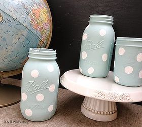 diy polka dot jars, crafts, mason jars, repurposing upcycling