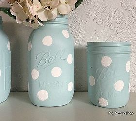 diy polka dot jars, crafts, mason jars, repurposing upcycling