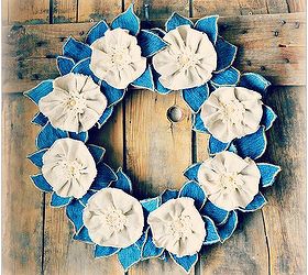 denim drop cloth wreath, crafts, how to, repurposing upcycling, wreaths