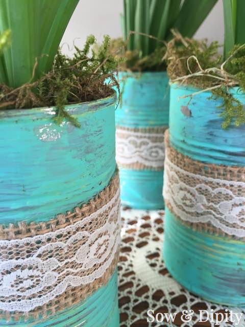 tin can spring planters, crafts, easter decorations, gardening, repurposing upcycling, seasonal holiday decor