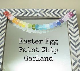 easter egg paint chip garland, crafts, easter decorations, repurposing upcycling, seasonal holiday decor