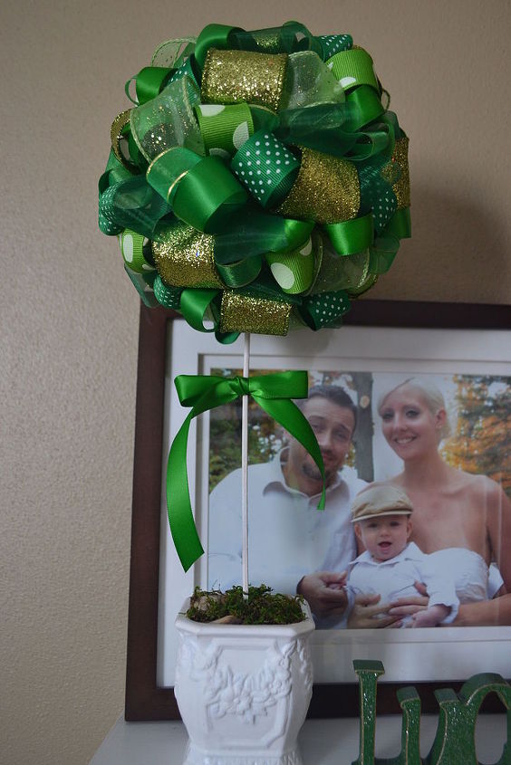 easy st patrick s day ribbon topiary, crafts, how to, seasonal holiday decor