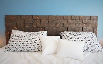 A Custom Removable DIY Wood Block Headboard for Cheap!